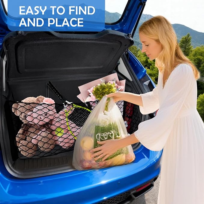 Envelope Style Cargo Net for 2018-2026 Chevy Equinox & GMC Terrain Accessories, Trunk SUV Mesh Cargo Net, Upgraded 5mm Bungee&Double-layer Nylon Storage Tailgate Netting Grocery&Tools Holder Organizer
