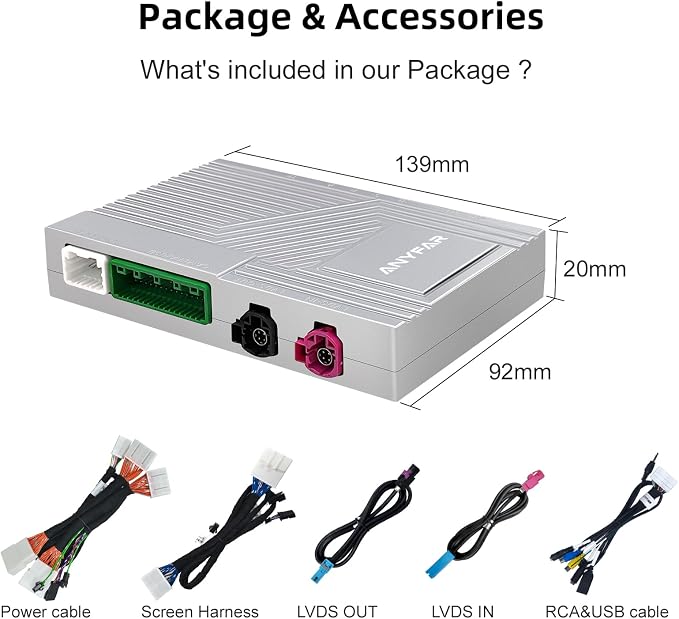Decoder Adapter Retrofit Kit Compatible with Lexus of 2018-2021 ES/UX/NX/IS/ES300H, 2021-2023 GX460, 2009 RC300, Support Wireless CarPlay Android Auto/Voice Control/Mirror Link/Camera/USB Drive