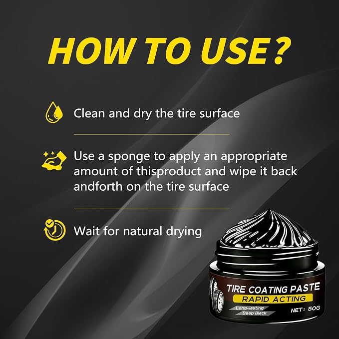 Premium Tire Coating & Trim Restorer, Bring Back the Original Deep Black Shine to Rubber and Plastic, Long Lasting Gloss Finish, Tire Coating Paste for Car Tire Plastic Trim Care, Maintenance (2 Set)