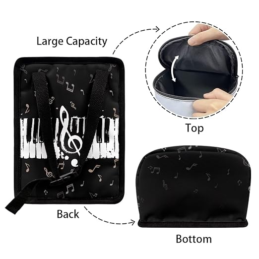 Talayituse Music Note Print Car Trash Can Portable Auto Garbage Bin Multifunctional Vehicle Interior Accessories with Adjustable Straps Universal Fit Truck SUV Sedan