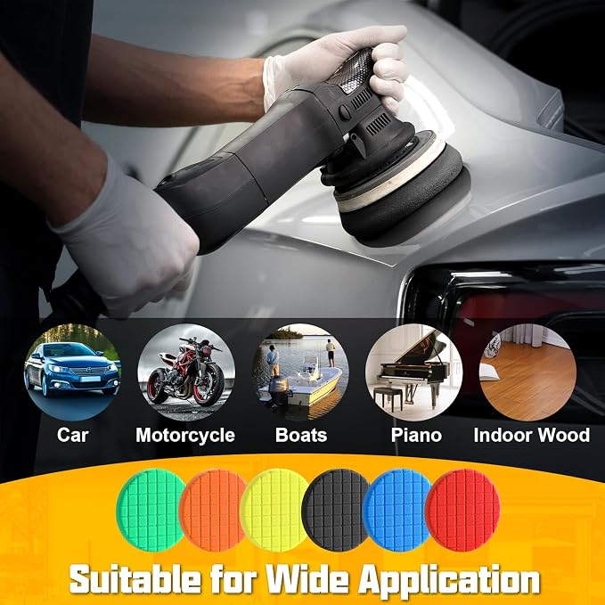 3Pcs Polishing Pad, 6 Inch Buffing Pads, Reusable & Washable Buffing Sponge Pads for Car Buffer Polisher Compounding, Waxing Pads (Black T50)
