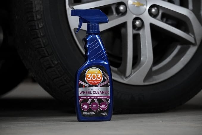303 Products Heavy Duty Wheel Cleaner - Rim Cleaner for Car - Brake Dust Remover - All Wheel Safe - Iron Indicating Formula - Non Corrosive Formula, 15.5 fl. oz. (30597CSR) Packaging May Vary