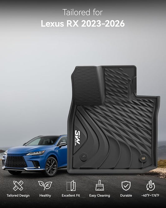 3W Floor Mats & Cargo Liner for Lexus RX/RX350/RX 350h/RX500h 2023-2025 2026 (Not fit Lexus RX450h+ PHEV), TPE All Weather Custom Fit Floor Liner & Trunk Mats 1st &2nd Rows Car Mats & Cargo Mat, Black