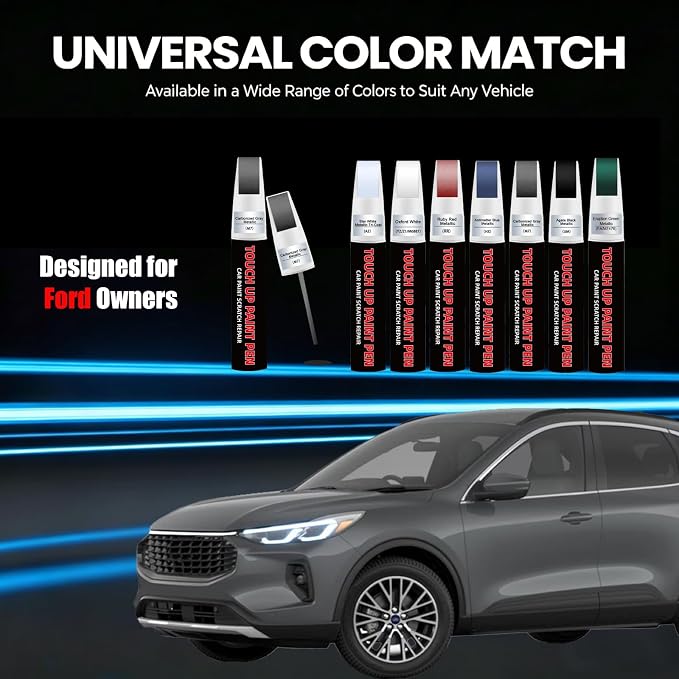 Carbonized Gray Metallic(N7) Car Touch Up Paint for Ford 2-in-1 Car Scratch Repair Pen with Fine Tip&Brush, DIY Color-Code Matched Auto Paint for Rock Chips Door Scratches Paint Nicks Bumper Marks