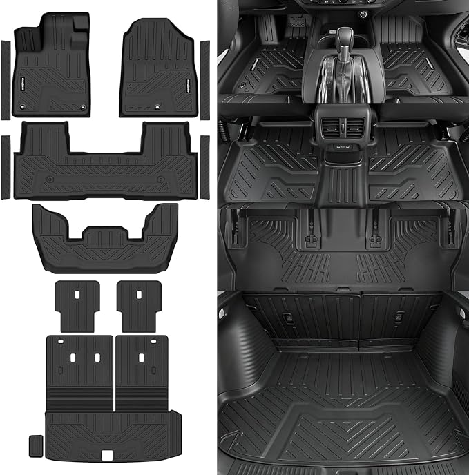 Floor Mats for Honda Pilot 2023-2025 2026, Trunk Mat with Backrest Mat & Door Sill Guard All Weather TPE Protector for Honda Pilot Accessories