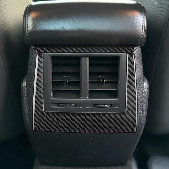 Real Quality Carbon Fiber Trim Car Rear Center Console Decal A/C Air Vent Frame Decor Compatible with Dodge Charger 2008 2009 2010 Interior Accessories Sticker Black