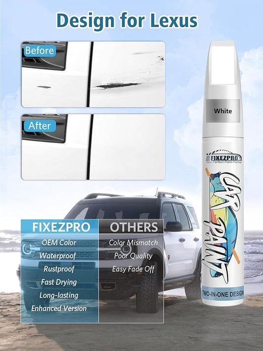 085 Eminent White Pearl Touch Up Paint for Lexus, Exact Color Match Car Paint Scratch Repair Remover Pen Kit Quick & Easy Fix Vehicle Chips and Automotive Nicks Scuff