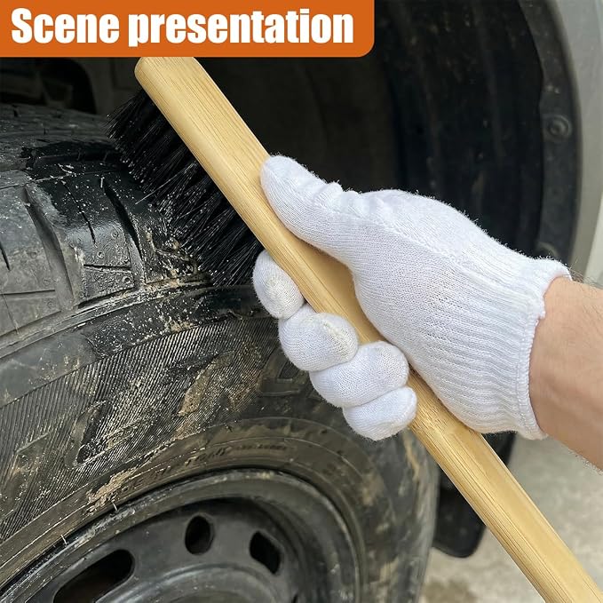 3PCS Car Cleaning Brush, 15.7 Inch Long Handle Tire Wash Brush, Small Car Detailing Brush for Wheel Rims & Fenders, Universal Brushes Set for Vehicle Interior, Home (40CM-15.7IN)