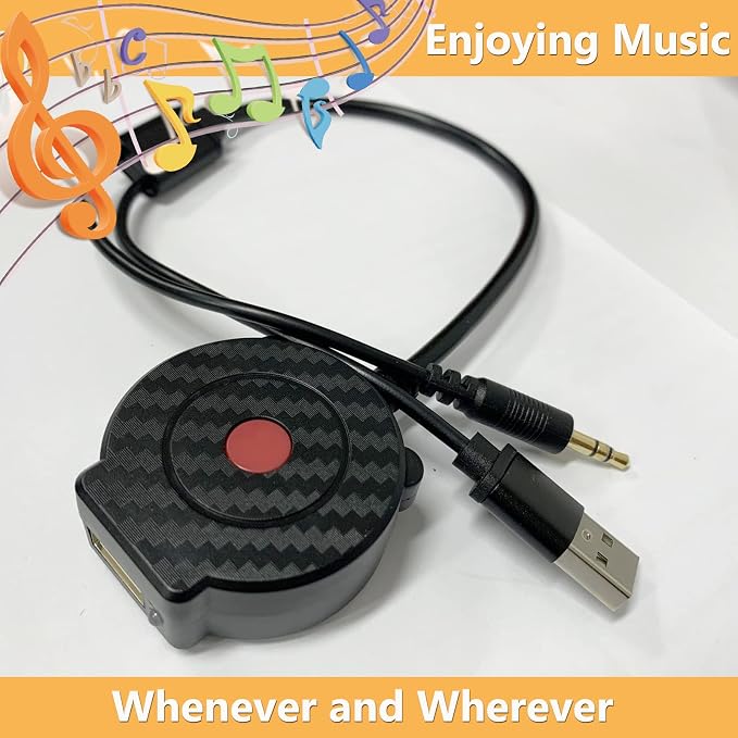 AMI MDI MMI Car Aux Receiver Music Streaming Adapter Compatible for Mini Coop-ers with USB & 3.5mm AUX Power Port