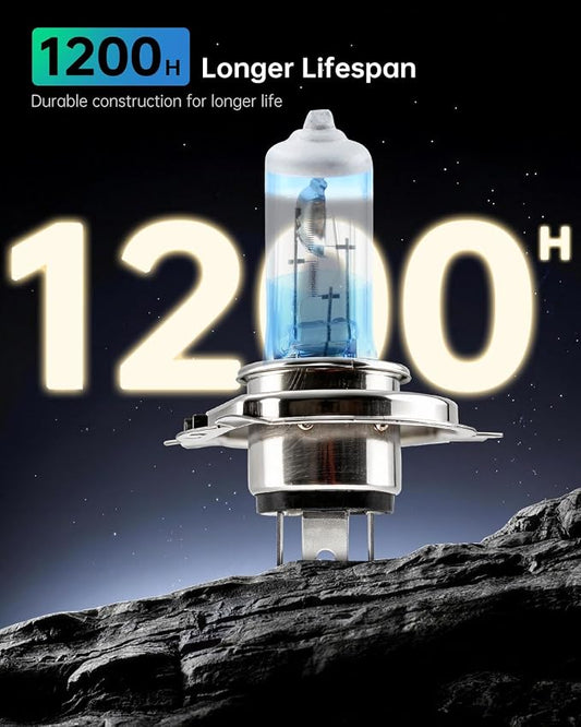 littlelucky H4/9003/HB2 Halogen Bulbs, 3800k Warm White Light, 300% Brighter, High Performance 12V/60W Halogen Light for High/Low Beam Replacement Bulb, 1200H Lifespan, Plug&Play 2 Pack