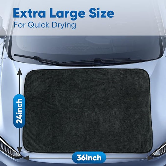 HOMEXCEL Professional Car Drying Towel (36"x 24") with Twisted-Loop Technology, 1200GSM for a Streak-Free Finish – Microfiber Towels for Cars, Trucks, SUVs, RVs and Motorcycles