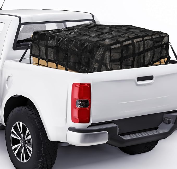 Truck Cargo Net with Mesh, 6.7 x 8 ft Heavy Duty Cargo Net for Pickup Bed, Accessory Truck Bed Netting for Cargo (80 x 95 inches)