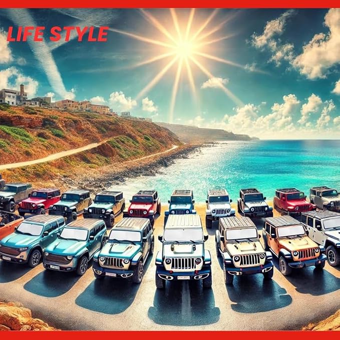 Windshield Sun Shade Compatible for Jeep Wrangler, Rubicon, Sahara, Gladiator, Sport S, Willys 41, High Altitude| Certified 99% UVA & UVB Car Sun Shade. Award Winning & Patented | by Kinder Fluff