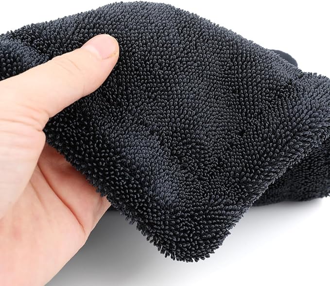 1200GSM Microfiber Car Drying Towel, Double-Twist Loop, Ultra-Absorbent, Quick-Dry, Lint- & Streak-Free, Scratch-Safe, for Car Wash & Detailing (1 Pack) (Dark Grey, 16" x 24")