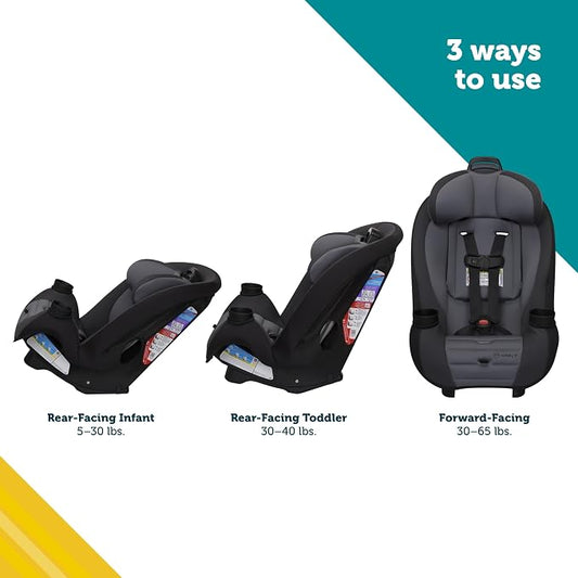 Safety 1st Ellaris 3-in-1 Convertible Car Seat, Slim Fit Design, Rear & Forward-Facing, 5-Position Headrest, Travel-Friendly with Machine-Washable Seat Pad, Peacock Blue