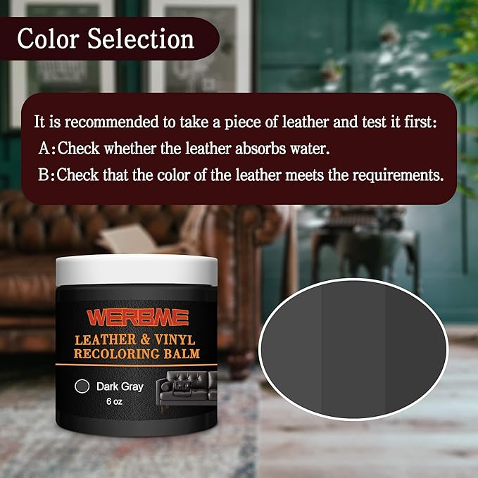Leather Recoloring Balm - Leather & Vinyl Repair Balm for Furniture, Couches,Car Seats, Auto Interior & Accessories, Restores Faded, Worn, Scratched and Cracked Leather Surfaces (Dark Gray)