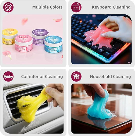 ColorCoral Car Cleaning Gel Reusable Car Clean Putty 4Pack - Universal Car Interior Cleaner Slime for Keyboard Cleaner,Cute Car Cleaning Accessories, 4 Fragrances,Dust Remover Gifts for Men & Women