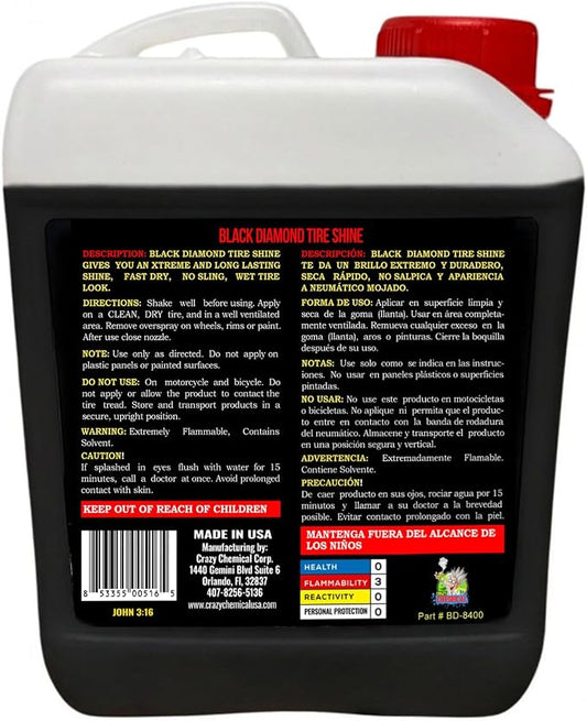 Black Diamond Tire Shine 84oz - Extreme Gloss, Long Lasting, No Sling, Wet Look
