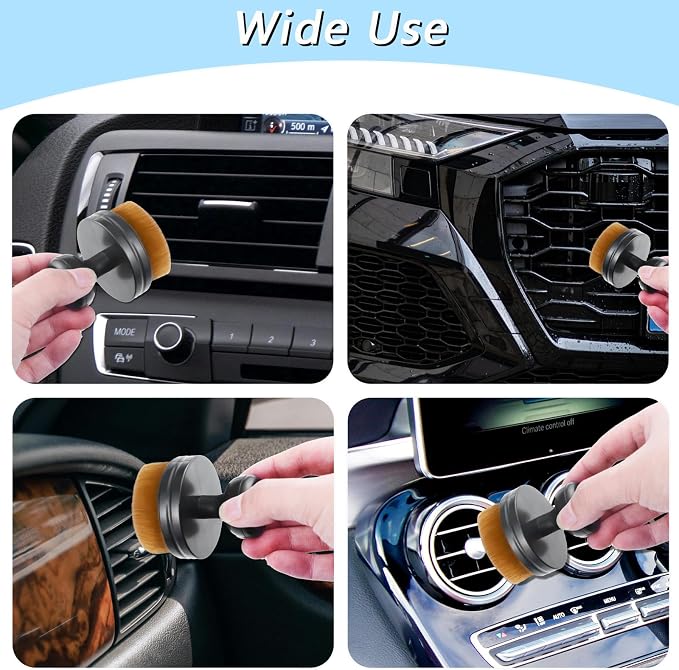 2 PCS Car Tire Shine Applicator Brush, Auto Tire Detail Brushs, Portable Car Tire Brush with Seal Cover Design, High Density Soft Shine Applicator Brushs, for Auto Detailing Cleaning (Brown)