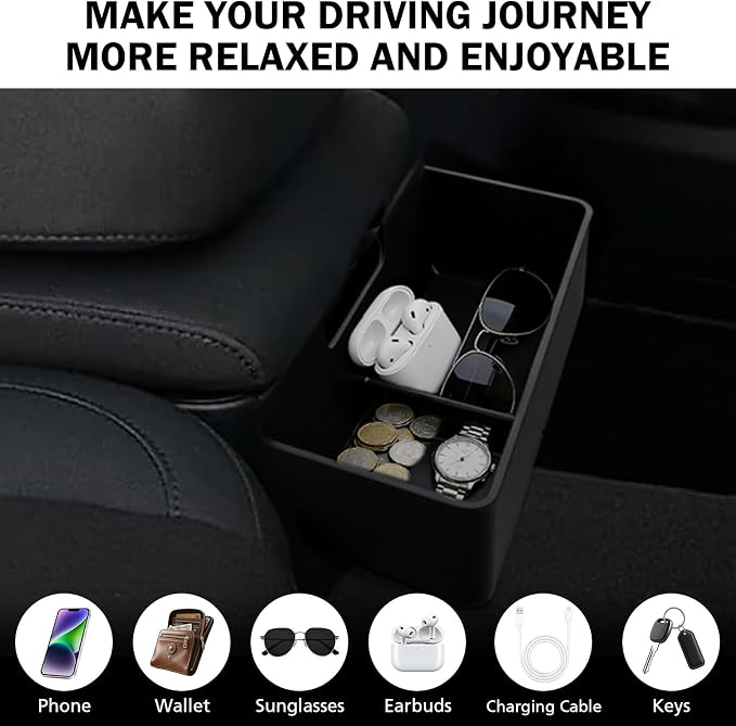 Center Console Hanging Organizer for 2019–2025 Silverado/Sierra 1500 & 2020–2025 Silverado/Sierra 2500HD 3500HD, Split Bench Seat Side Storage Box, Heavy Duty ABS