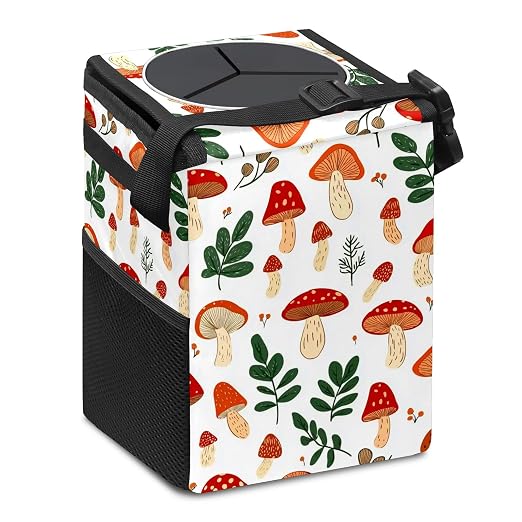 Car Trash Can – Multi-Purpose, Lightweight and Portable with Durable Water-Resistant Coating, No Installation Required, Practical and Ample Capacity, Variety of Colors.Mushroom
