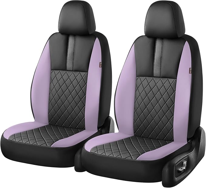 Coverado Car Seat Covers Front Pair, Automotive Leather Seat Covers for Car,Universal Fit Front Back Seat Cover, Non-Slip Waterproof Breathable Car Seat Protector