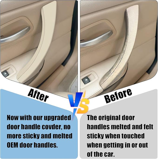 Compatible with BMW 3 Series Door Handle Covers E90/E91/E92/E93 2004-2011,6PCS Left and Right Passenger Interior Door Pull Handle Set for BMW 318i,320i,323i,325i,328i,330i,335i(Beige)