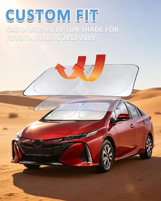 Sun Shade for Prius C Windshield Sunshade Custom fit for 2012-2019 Toyota Prius C Accessories Foldable Front Window Cover UV Bloker Sun Visor Protector