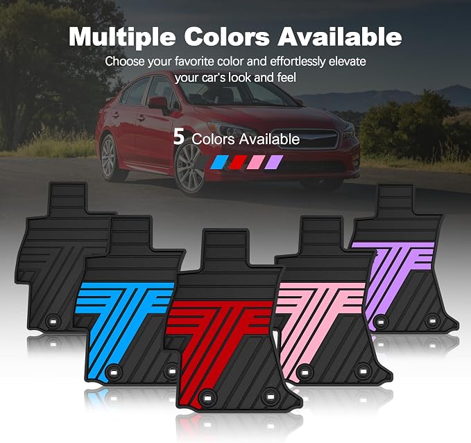 TTX LIGHTING Floor Mats Compatible with Subaru Crosstrek 2016-2017/Impreza 2012-2016/WRX 2015-2021, Custom Fit All Weather 1st & 2nd Row Floor Liners, Black & Red