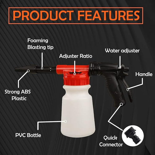 Foam Cannon for Garden Hose,Adjustment Ratio Dial Foam Gun,Car Wash Soap Spray Foamer Red