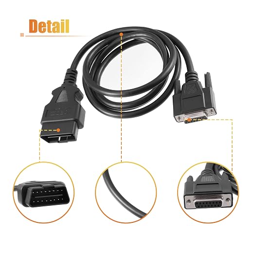 X AUTOHAUX OBDII OBD2 Main Cable Diagnostic Tool Adapter Connector Cable for Launch X431 CRP129 CRP123 Creader VII and VIII,Male to 2 Rows 15 Pin Female