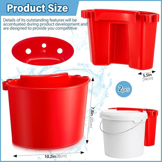 2 Pcs Car Detailing Bucket Organizer 10.2 x 7.8 x 5.5 Inch Car Washing Bucket Caddy Portable Multipurpose Hanging Organizer for Accessories Tool Home Garden Camping (Red)