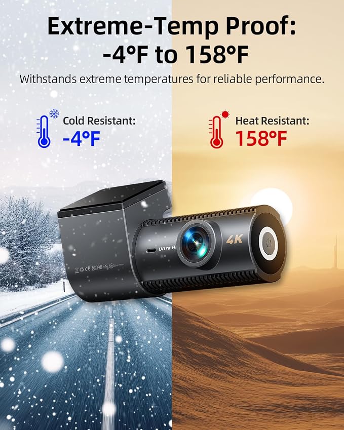 4K Dash Cam Front and Rear, 64GB SD Card, 1.5” IPS Display Car Camera, 5Ghz WiFi+App Control, Night Vision, 24H Parking Mode, G-Sensor, WDR, 170° Wide Angle, 4K+1080P Dual Dash Camera for Cars