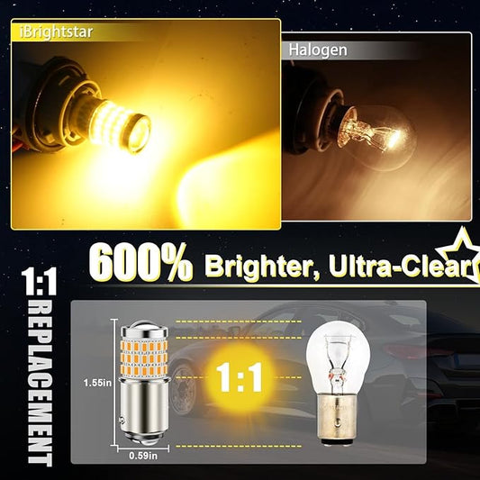 iBrightstar 1157 LED Bulb Amber, BAY15D 2057 2357 7528 LED Turn Signal Bulbs Super Bright for Vehicle Blinker Lights and Turn Signal Lights, 2 Pack