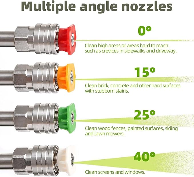 BEAR FORCE High Pressure Washer Short Spray Gun Inlet M22-ID14mm Max 5000 PSI with Nozzle Tips Holder & M22-15mm Connector & 3/8'' Quick Connector Swivel, Power Washer Gun Compatible with Foam Cannon