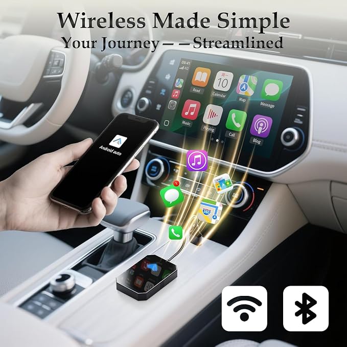 Wireless CarPlay Adapter for Android Auto, Converts Factory Wired CarPlay to Wireless, Plug and Play Car Play, Auto Connect Dongle for Android Auto Wireless Adapter for Cars from 2016