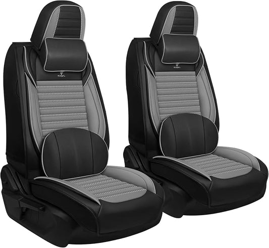 Seat Covers Fit for Nissan Rogue 2015-2026, Breathable and Comfortable Leather Car Seat Cover, Deluxe Waterproof Cushion Cover Auto Interior Accessories (Black Gray)