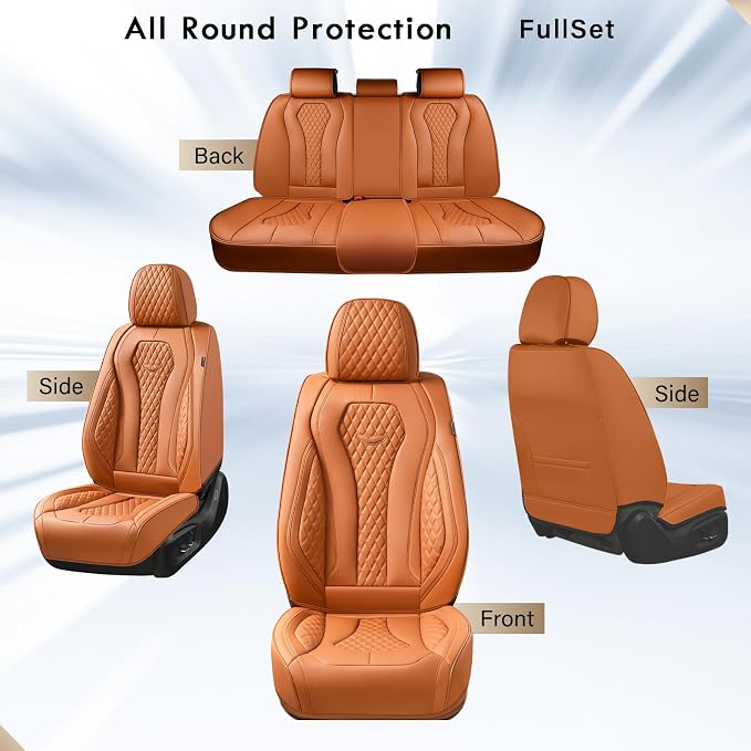 Coverado Car Seat Covers Full Set, Brown Seat Covers, Automotive Car Seat Cover, Car Seat Covers Front Seats Back Seat Covers, Car Seat Protector Universal Fit Most Cars