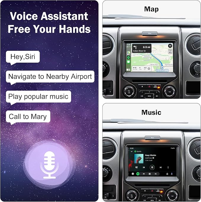 Wireless CarPlay Retrofit Kit Decoder, Compatible with Ford (2013–2015) SYNC 2 System, Supports Android Auto, Mirror Link & Reverse Camera, USB