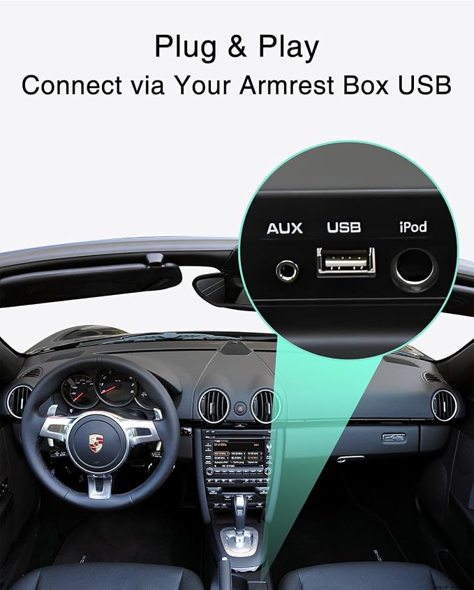 Bluetooth Car Adapter with iPod+USB Y Cable Work for Porsche PCM3.0 System, Bluetooth Adapter for Car Music with High-Definition aptX,aptX-LL,aptX-HD Audio Streaming (PCM3.0)