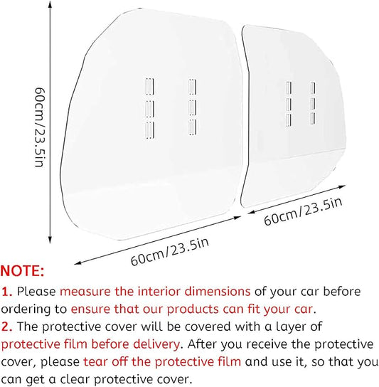 Car Taxi Partition Sneeze Guard, Transparent Plexiglass Barrier with Hook and Loop Strap Acrylic Partition Isolation Protective Shield