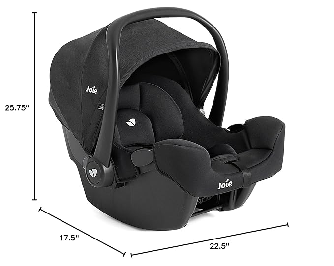 Joie Baby, Rue Lightweight Infant Car Seat & Anti-Rebound Base, Side-Impact Protection, 5-Point Harness, and UPF 50+ Canopy for Newborns and Infants (Shale Dark)