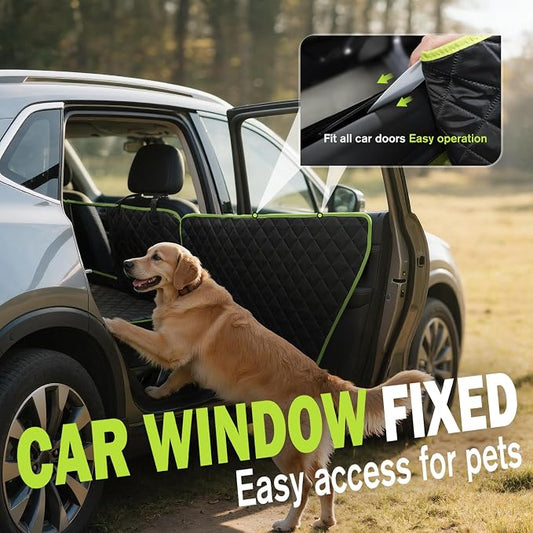 Pecute Dog Car Seat Cover for Back Seat 53.54 * 23.62 in, Car Window Fixing for Maximum Car Protection, Leather Fabric Back Seat Extender for Dogs, Waterproof & Scratch-Resistant, Support to 330 lbs