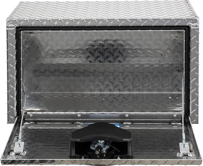 Buyers Products 1705148 Diamond Tread Aluminum Underbody Truck Tool Box, 14 x 12 x 16, Made in USA, .100 in. Thick, Corrosion-Resistant, Locking Compression Latch – Secure Storage for Work Trucks