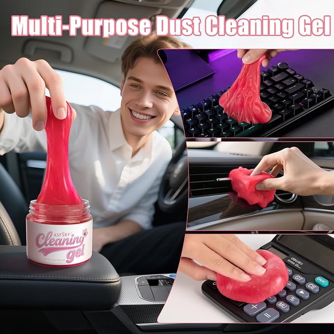 ASFSKY Car Cleaning Gel (Pink,Sakura) Cleaning Putty Universal Dust Cleaning Car Interior Cleaner Keyboard Dust Remover Car Slime Gifts for Men Women girl(1 pack)