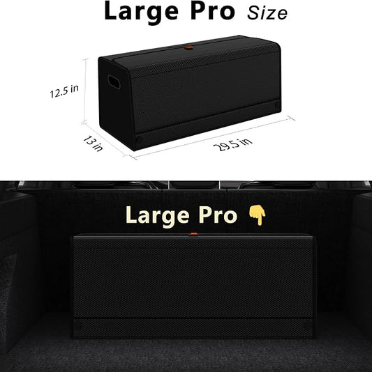 GMQ Car Trunk Organizer for SUV,Car Organizers and Storage with Collapsible Storage, Magnetic Lid Large Capacity for SUV, Truck, MPV (Carbon Black, XXL-29.5×13×12.5 IN)