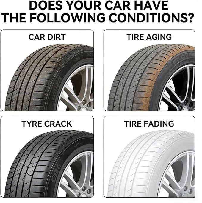 Car Tire Ceramic Coating, 2026 Powerful Wheel Cleaning Refurbish Wax with UV Blocking Dust, Tyre Nourish Cream, Tire Shine Cream for Long-Lasting Auto Care(1Pcs)