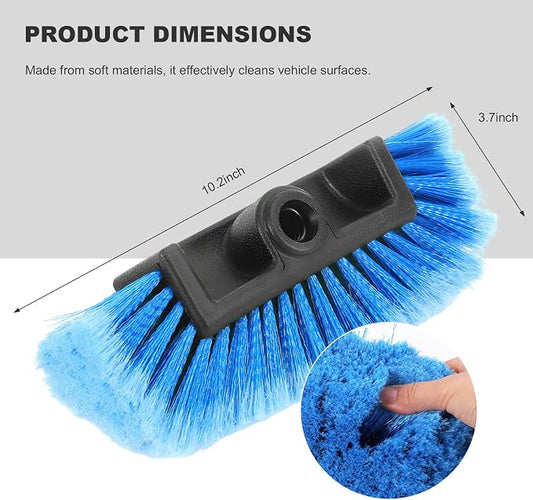10.2" Car Wash Brush Head, Flow-Thru Auto Camper Cleaning Brushes with Soft Bristle, Universal Detailing Brush Head for Vehicle Boat Exterior Washing, Car Accessories (Blue)