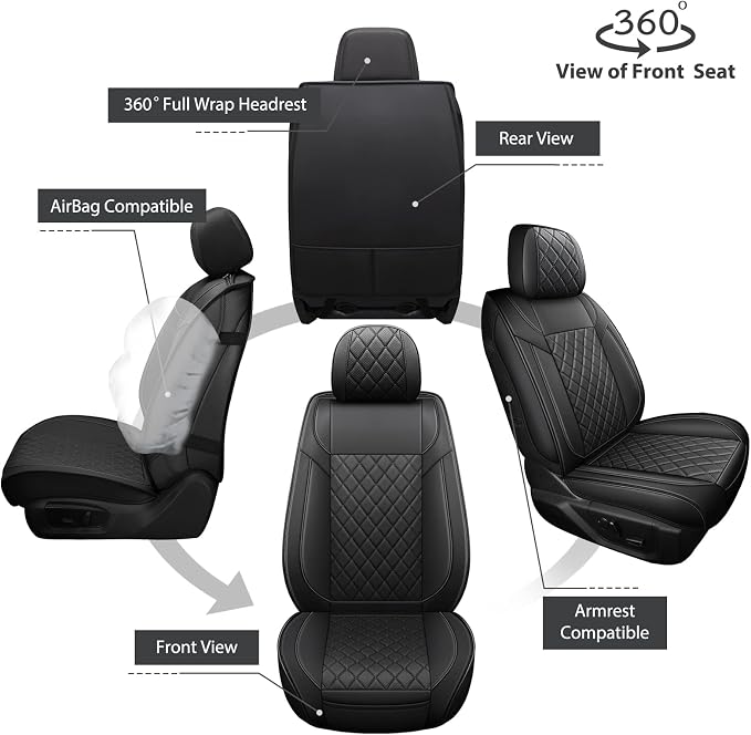 FREESOO Seat Covers for Dodge Ram 2019-2026 Ram 1500 Crew Quad Regular Cab 2011-2026 2500 3500 Mega Cab Bighorn Longhorn Laramie Tradesman, with Flat Bench, Black