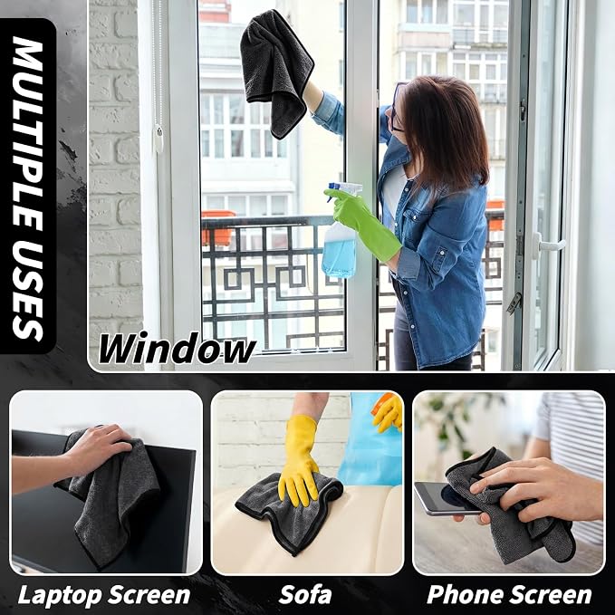 20 Pack Microfiber Towels for Cars, 24" x 16" Car Detailing Towels Dual Pile Quick Drying 400 GSM Microfiber Cleaning Cloths, Lint Free Scratch Free Car Drying Towels for Auto, Truck, SUV, RV & Boat